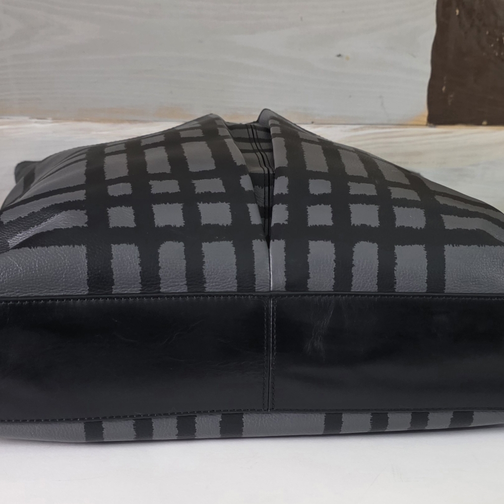 Coach Black Plaid Leather & Canvas Tote - Picture 6 of 16